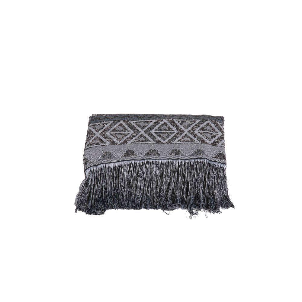 Xale Para Sofá Com Franja Luxor 1 Peça 2,10m X 1,35m 60% Algodão / 40% Poliéster Tecido Jacquard - Cinza Geométrico - 3