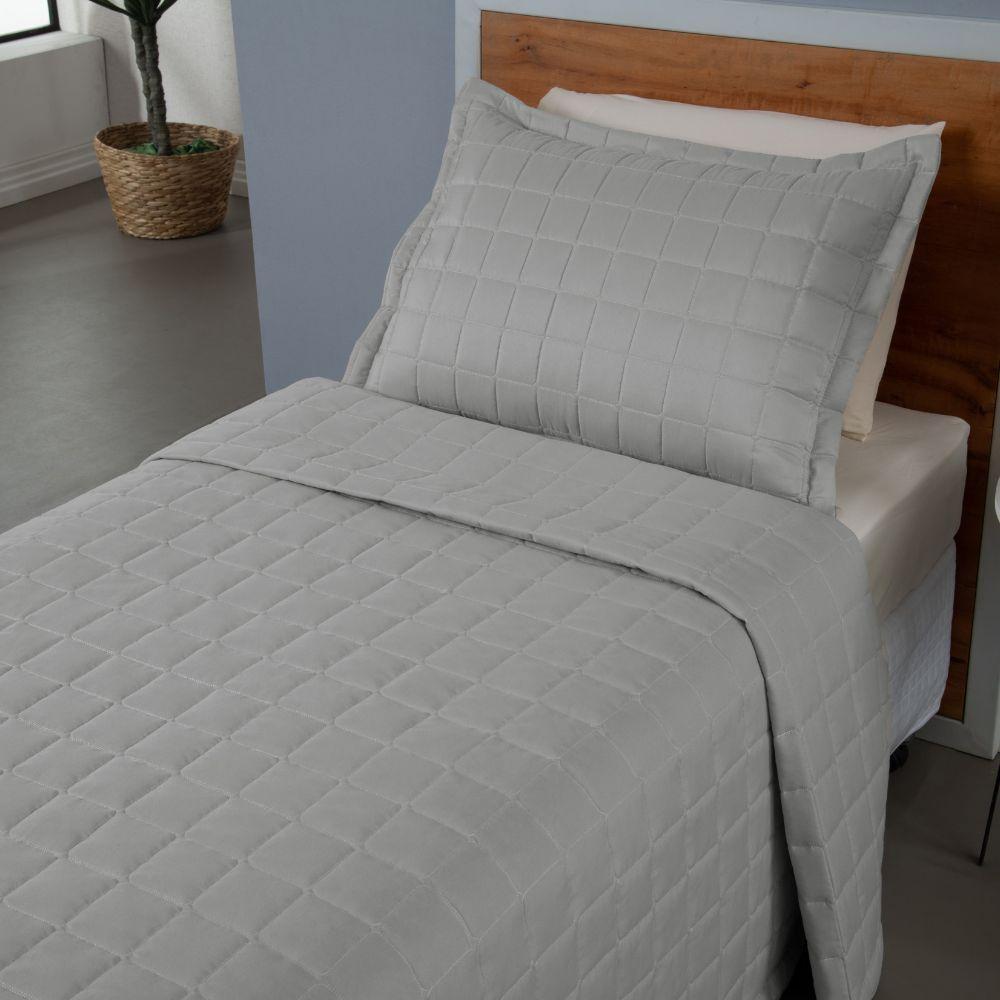 Kit Cobre Leito Matelado Dupla Face Soft 2 Peças Solteiro 100% Poliéster - Cinza - 3