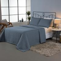 Kit Cobre Leito Matelado Copacabana 3 Peças Casal 100% Poliéster Percal 300 Fios - Azul - 2