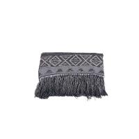 Xale Para Sofá Com Franja Luxor 1 Peça 2,10m X 1,35m 60% Algodão 40% Poliéster Tecido Jacquard - Cinza Geométrico - 3