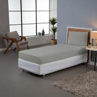 Jogo De Lençol Dia A Dia Liso 2 Peças Solteiro 80% Algodão 20% Poliéster Percal 140 Fios - Cinza - 1