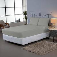 Jogo De Lençol Dia A Dia Liso 3 Peças Casal 80% Algodão 20% Poliéster Percal 140 Fios - Cinza - 1