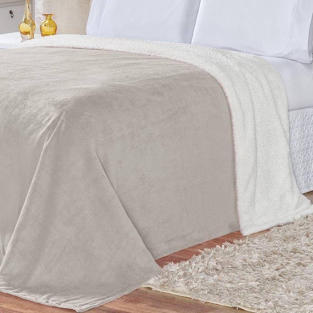 Cobertor Pele De Carneiro Sherpa Alaska King 01 Peça - Cinza - 3