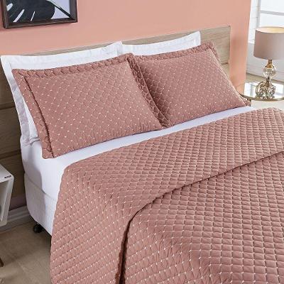 Cobre Leito 200 Fios Casal Ravena 03 Peças - Rose