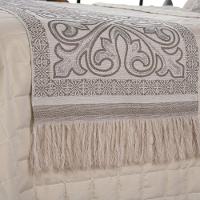 Kit Peseira Grécia 5 Peças King 60% Algodão 40% Poliéster Tecido Jacquard Acompanha Almofadas Cheias - Cáqui - 4