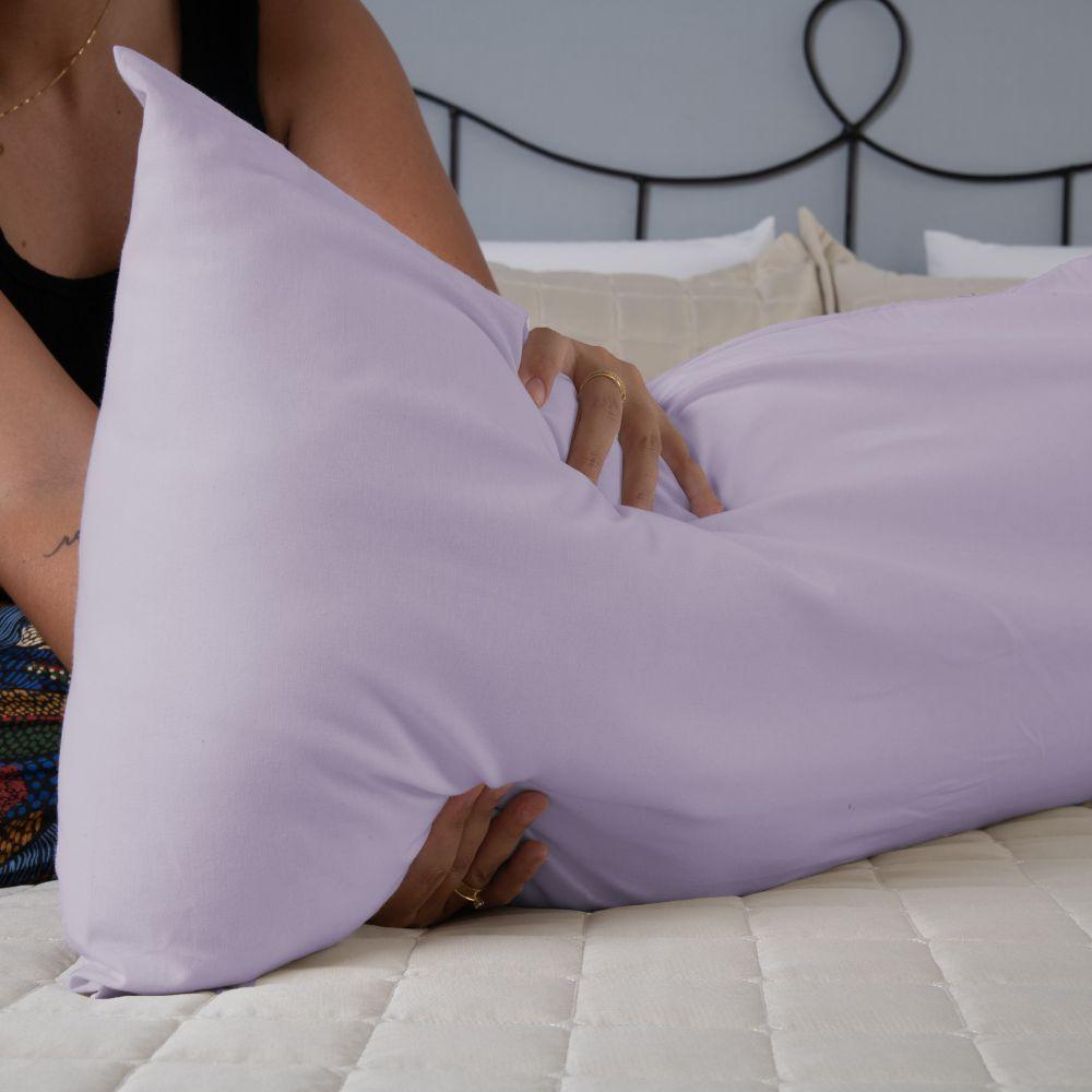 Capa Para Travesseiro Fofuxão 1 Peça 1,46m X 46cm 80% Algodão 20% Poliéster Percal 140 Fios Com Zíper - Lilás - 2