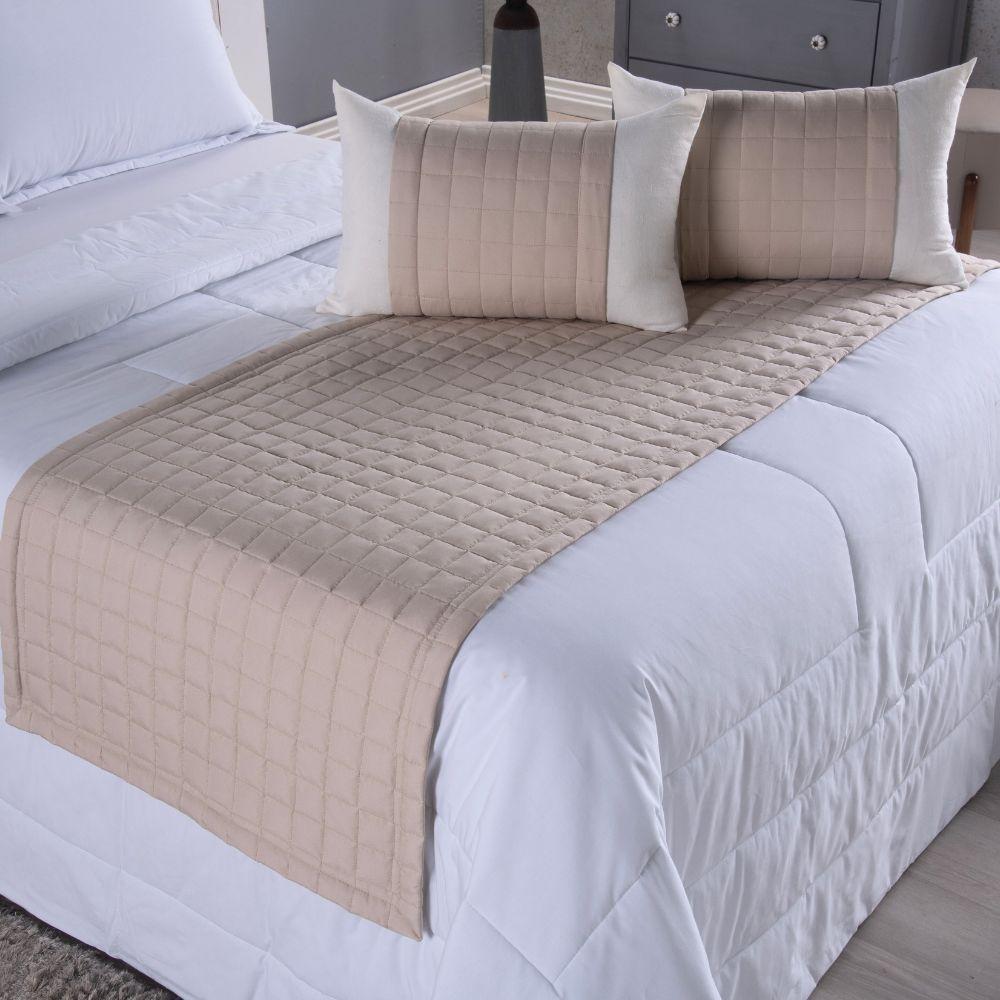 Kit Peseira Copacabana 5 Peças King Percal 300 Fios Acompanha Almofadas Cheias 100% Poliéster - Caqui - 3