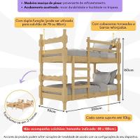 Beliche Madeira Maciça - Vira 2 Camas - Para Colchão 78/88 X 188cm Porto Multimóveis CR4138 Natural - 3