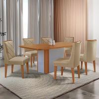 Mesa De Jantar Isadora Tampo MDF 6 Cadeiras Isadora Moderna Turim 07 Naturale - 1