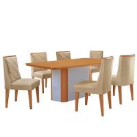 Mesa De Jantar Isadora Tampo MDF 6 Cadeiras Isadora Moderna Turim 07 Naturale - 2