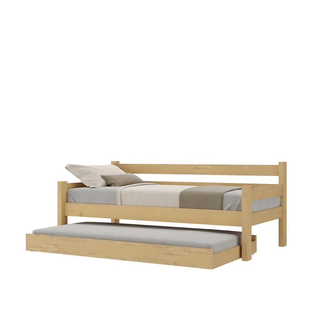 Bicama Madeira Maciça Para Colchão 78/88 X 188cm Paris Multimóveis VCR4139 - Natural - 2