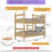 Beliche Madeira Maciça - Vira 2 Camas - Com Colchões Inclusos Porto Multimóveis VCR4159 - Natural - 3
