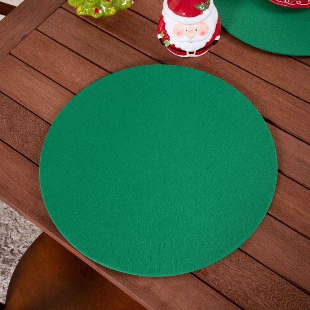 Sousplat Capa E Base Mdf Basic Liso 35cm Diâmetro Tecido Oxford 100% Poliéster - Verde - 4
