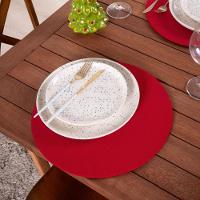 Sousplat Capa E Base Mdf Basic Liso 35cm Diâmetro Tecido Oxford 100% Poliéster - Vermelho - 3