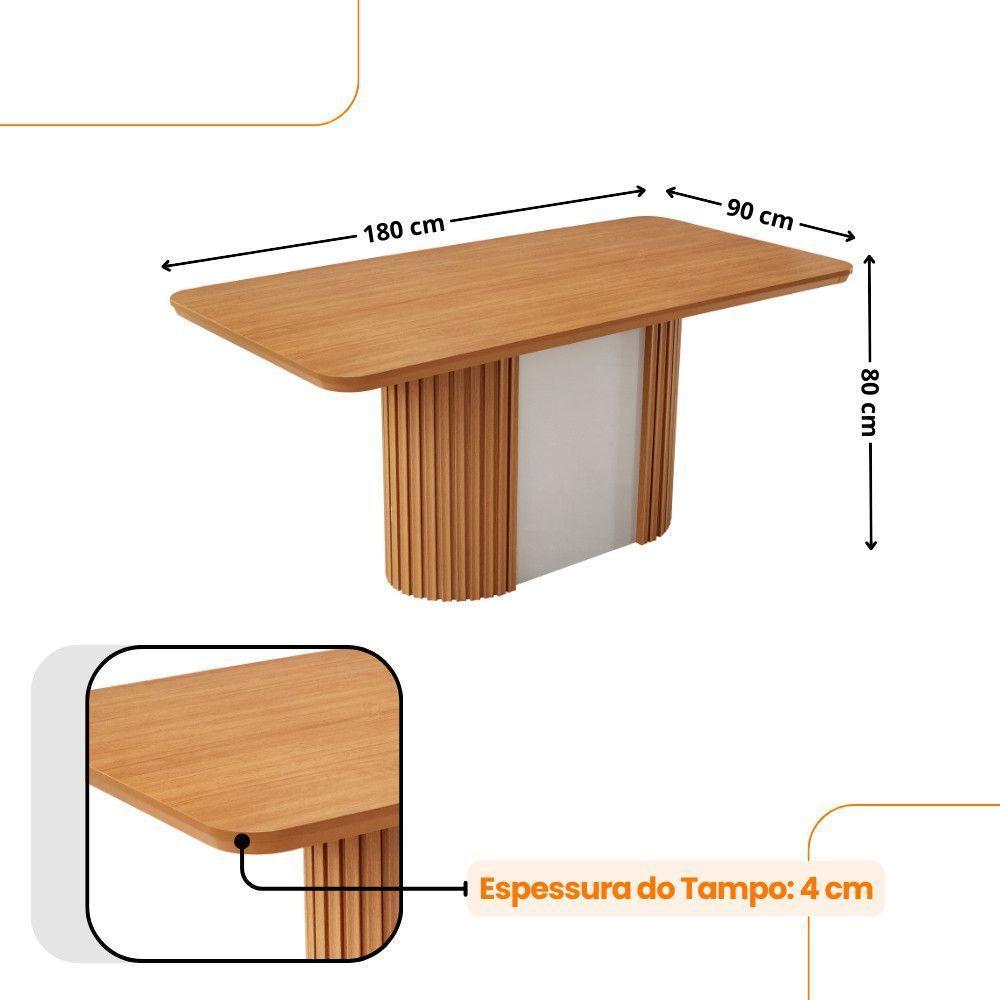 Mesa De Jantar Aspen Com 6 Cadeiras Eloise Moderna Mobília Veludo Capuccino Naturalle - 4