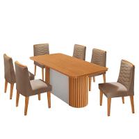Mesa De Jantar Aspen Com 6 Cadeiras Eloise Moderna Mobília Veludo Capuccino Naturalle - 2
