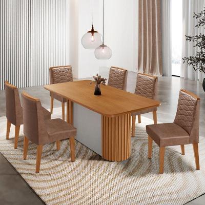 Mesa De Jantar Aspen Com 6 Cadeiras Eloise Moderna Mobília Tork Naturale