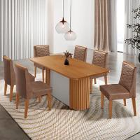 Mesa De Jantar Aspen Com 6 Cadeiras Eloise Moderna Mobília Tork Naturale - 1