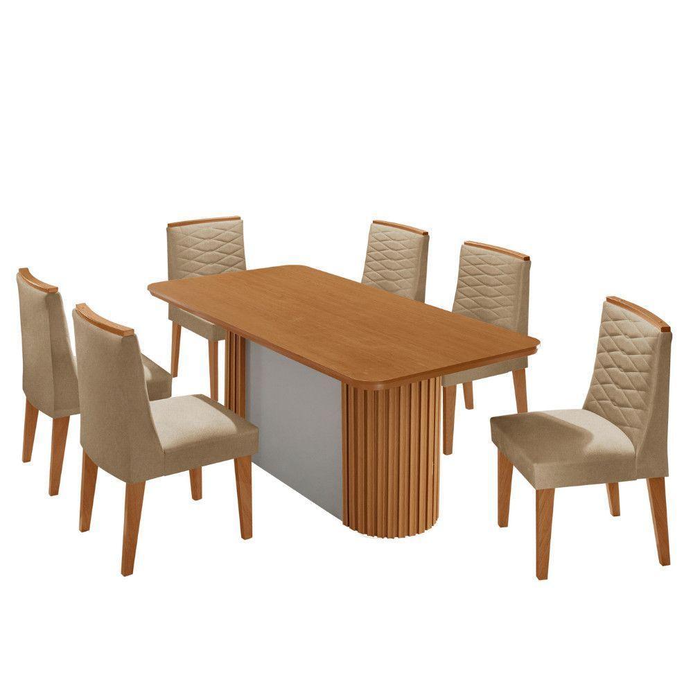 Mesa De Jantar Aspen Com 6 Cadeiras Eloise Moderna Mobília Turim 07 Naturale - 5