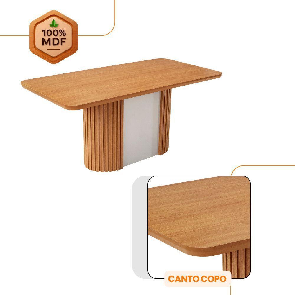 Mesa De Jantar Aspen Com 6 Cadeiras Eloise Moderna Mobília Veludo Creme Naturale - 5