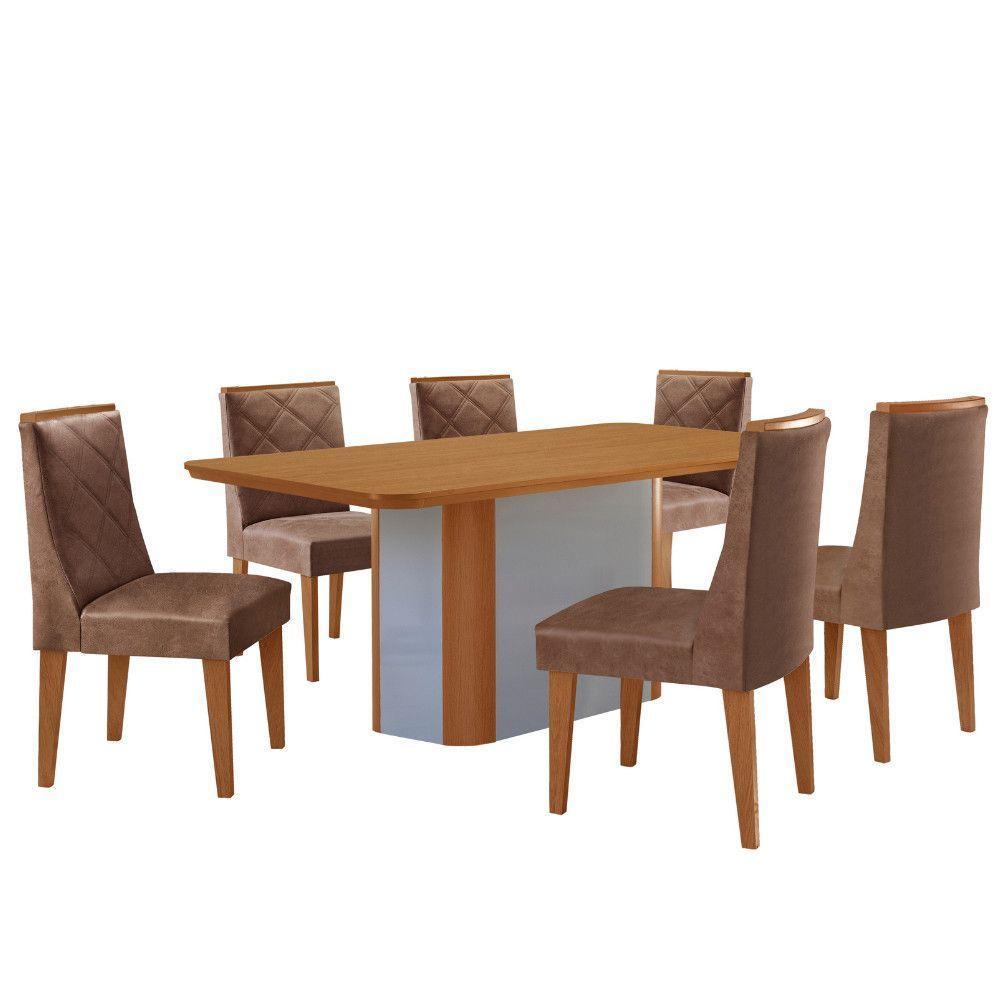 Mesa De Jantar Isadora Tampo MDF 6 Cadeiras Isadora Moderna Tork Naturale - 2