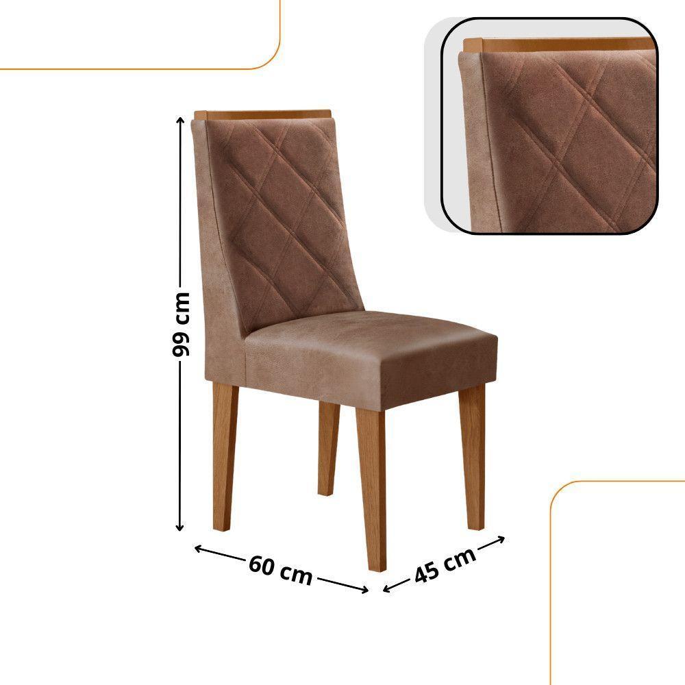 Mesa De Jantar Isadora Tampo MDF 6 Cadeiras Isadora Moderna Tork Naturale - 3