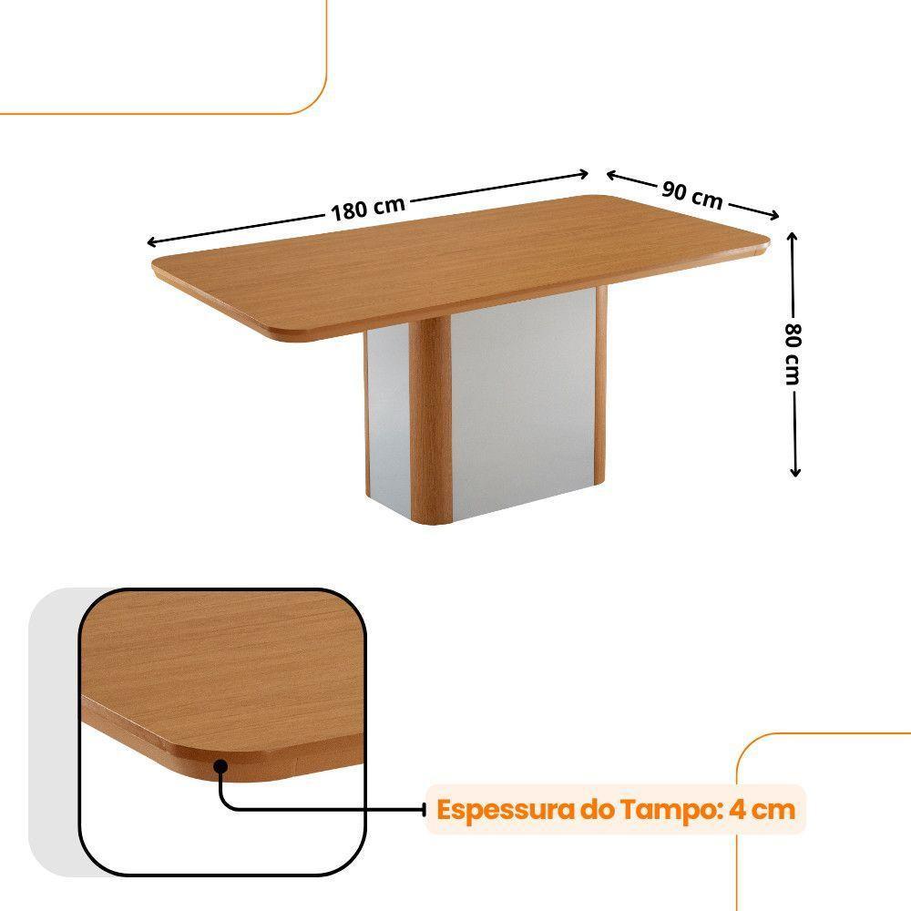 Mesa De Jantar Isadora Tampo MDF 6 Cadeiras Isadora Moderna Tork Naturale - 4