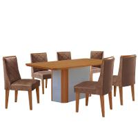 Mesa De Jantar Isadora Tampo MDF 6 Cadeiras Isadora Moderna Tork Naturale - 2