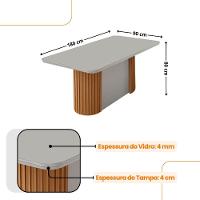 Mesa Jantar Aspen Tampo MDF Vidro 6 Cadeiras Eloise Moderna Turim 07 Off White Naturale - 3