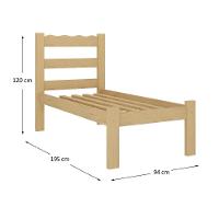 Cama De Solteiro Madeira Maciça Com Colchão Incluso Multimóveis CR35256 - Natural - 4