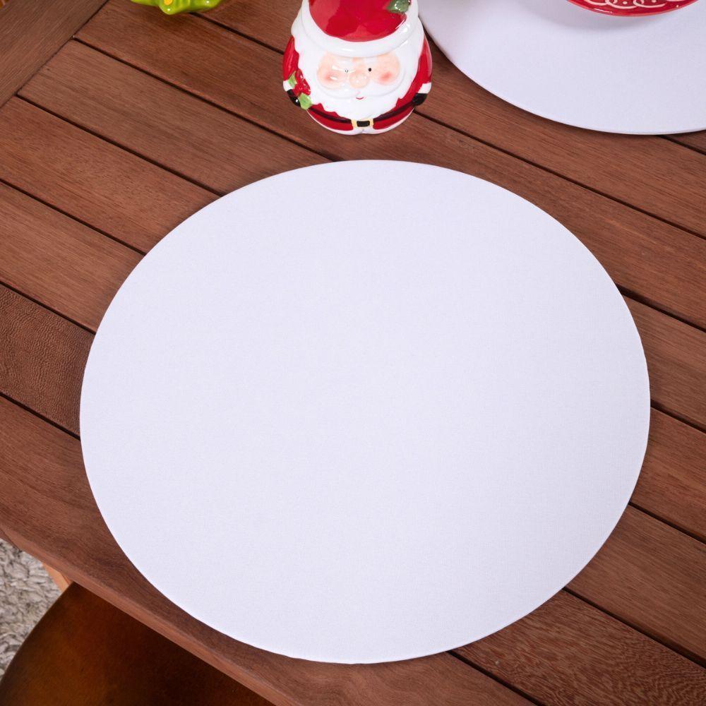 Sousplat Capa E Base Mdf Basic Liso 35cm Diâmetro Tecido Oxford 100% Poliéster - Branco - 4
