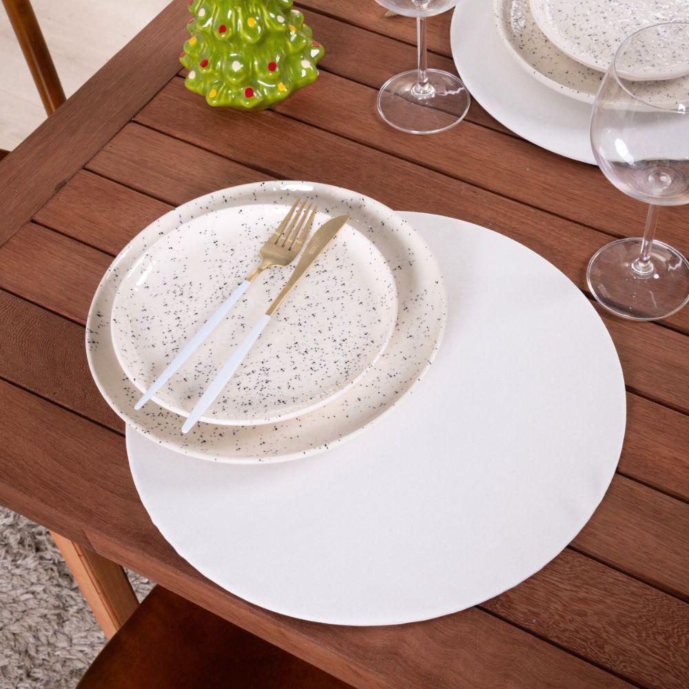 Sousplat Capa E Base Mdf Basic Liso 35cm Diâmetro Tecido Oxford 100% Poliéster - Palha - 3