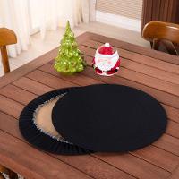 Sousplat Capa E Base Mdf Basic Liso 35cm Diâmetro Tecido Oxford 100% Poliéster - Preto - 1