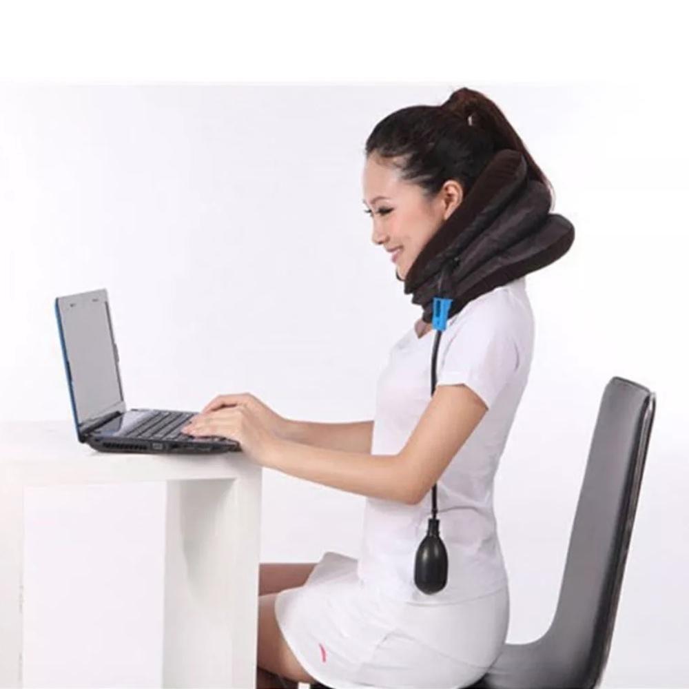 Suporte Pescoco Colar Cervical Almofada Inflavel Viagem Travesseiro Protetor Alivio Ortopedico Dor Tracao Vertical Exten - 3