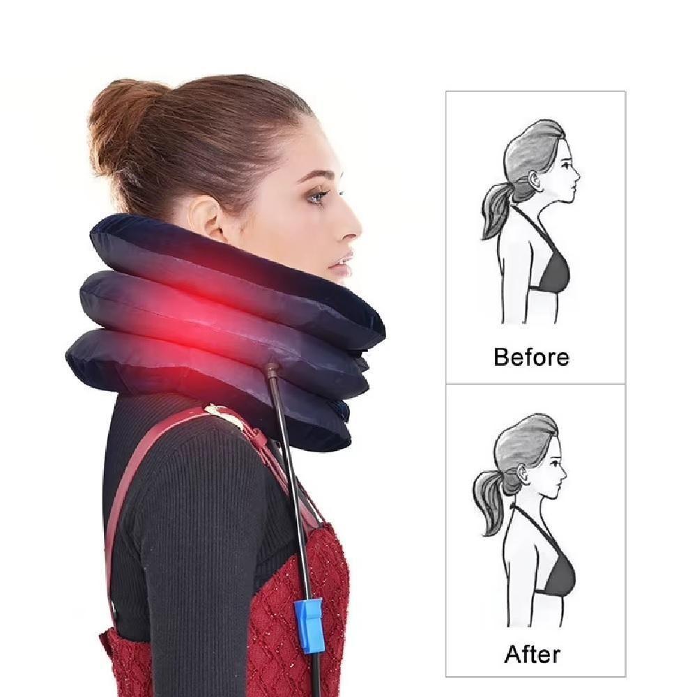 Suporte Pescoco Colar Cervical Almofada Inflavel Viagem Travesseiro Protetor Alivio Ortopedico Dor Tracao Vertical Exten - 7