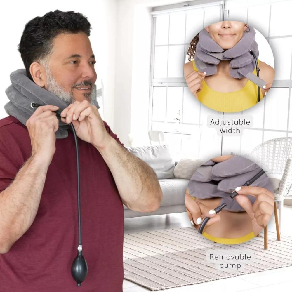 Suporte Pescoco Colar Cervical Almofada Inflavel Viagem Travesseiro Protetor Alivio Ortopedico Dor Tracao Vertical Exten - 8
