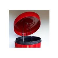 Lixeira Vermelha Inox Cesto Lixo Removivel Com Pedal Aco Inoxidavel Decorativa Redonda Premium - 5