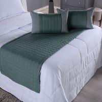 Kit Peseira Copacabana 5 Peças King Percal 300 Fios Acompanha Almofadas Cheias 100% Poliéster - Verde - 1