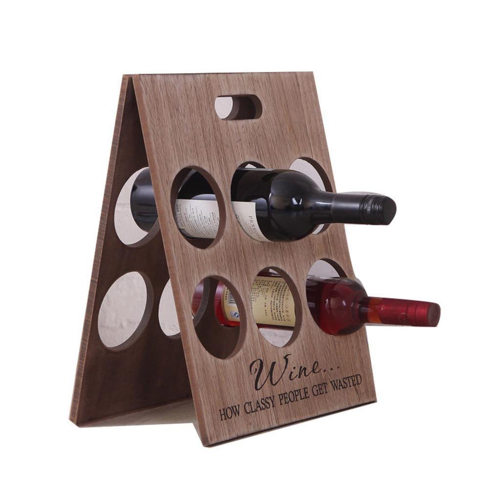 Suporte Vinhos Adega Em Madeira 6 Garrafas Mesa Bancada Retratil Decorativo Premium - 3