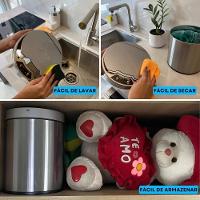 Lixeira Automatica Com Sensor 12 Litros Inox Polido Grande Cabo Usb Com Cesto Removivel Luxo Recarregavel - 6