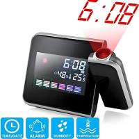 Relogio Projetor Despertador Led Digital Hora Temperatura Estacao Metereologica De Mesa Giratorio Previsao Tempo Soneca - 3