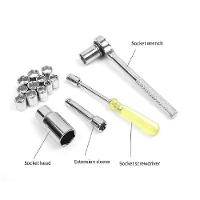 Jogo Chaves Soquete 52 Pecas Kit Completo Ferramentas Maleta Catraca 3-8 1-2 E 1-4 Reversivel Roda Profissional - 4