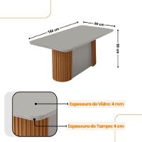 Mesa Jantar Aspen Tampo MDF Vidro 6 Cadeiras Eloise Moderna Linho Capuccino Off White Naturale
