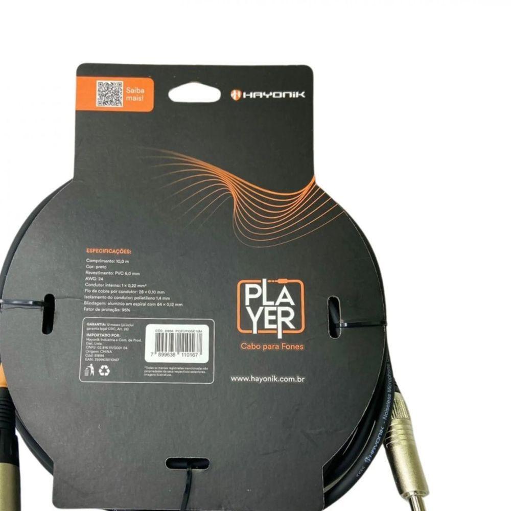 Cabo Extensor Player P10 (f) X P10 (m) 10m Preto Hayonik - 3