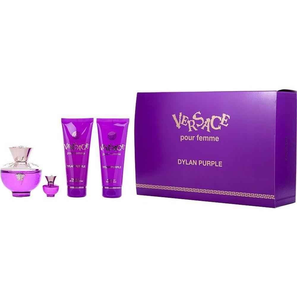 Perfume Feminino Gianni Versace Dylan Purple Edp Spray 100ml &loção Corporal Gel Banho 5 Mini - 1