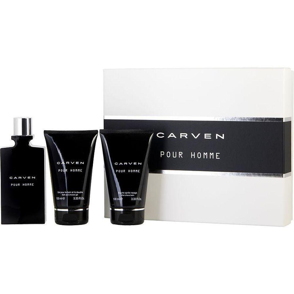 Perfume Masculino Carven Pour Homme Edt Spray 100ml &pós-barba Balm Gel de Banho - 1