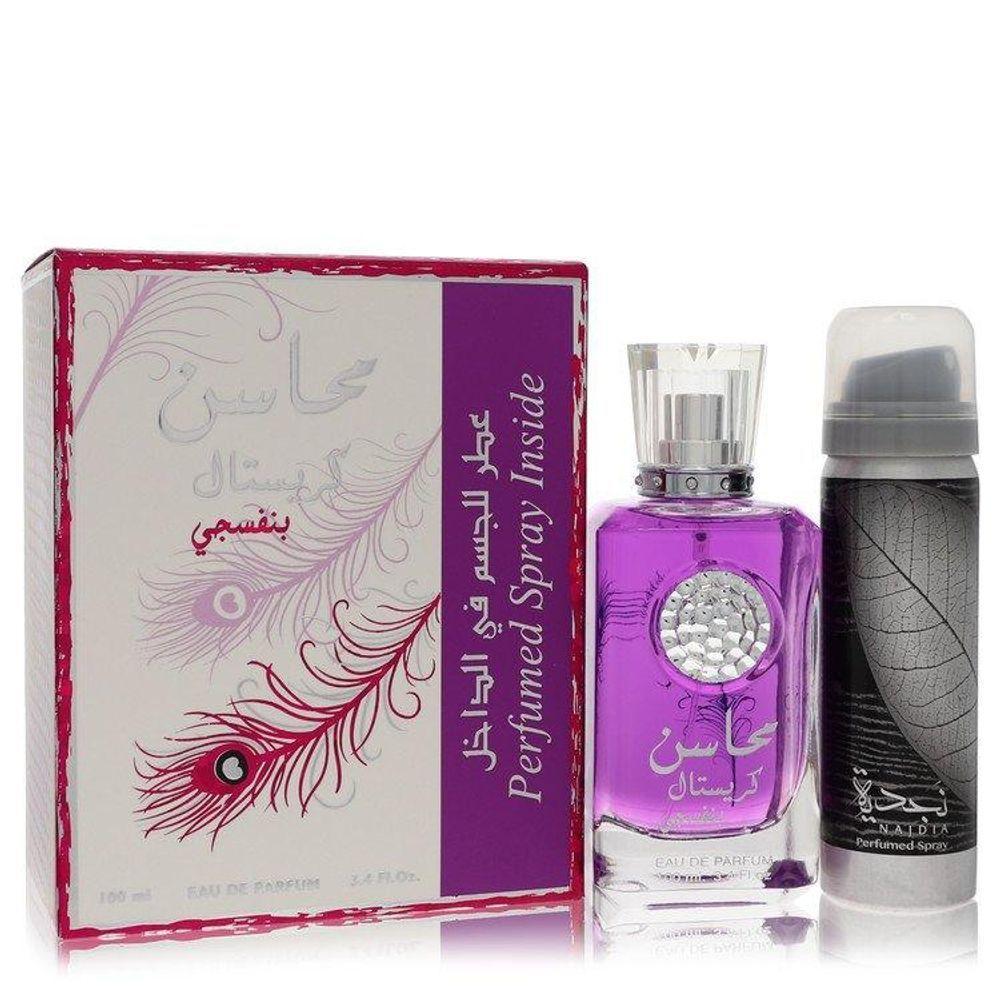 Kit Presente Feminino Lattafa Mahasin Crystal Violet Edp With 50 Ml Desodorante Em 100 - 1