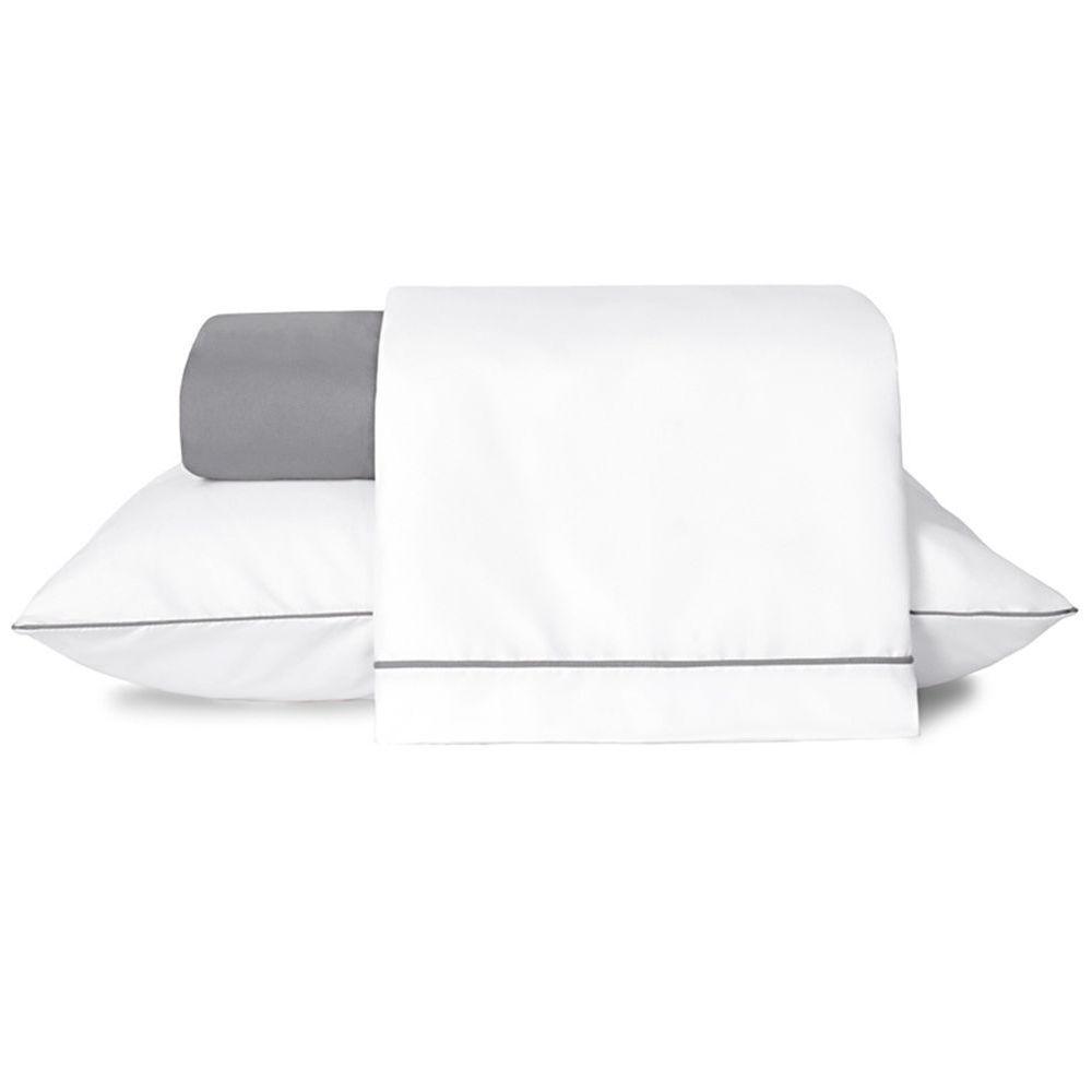 Jogo De Lençol Solteiro Linea Micropercal 200 Fios 3 Peças - Cinza - 1