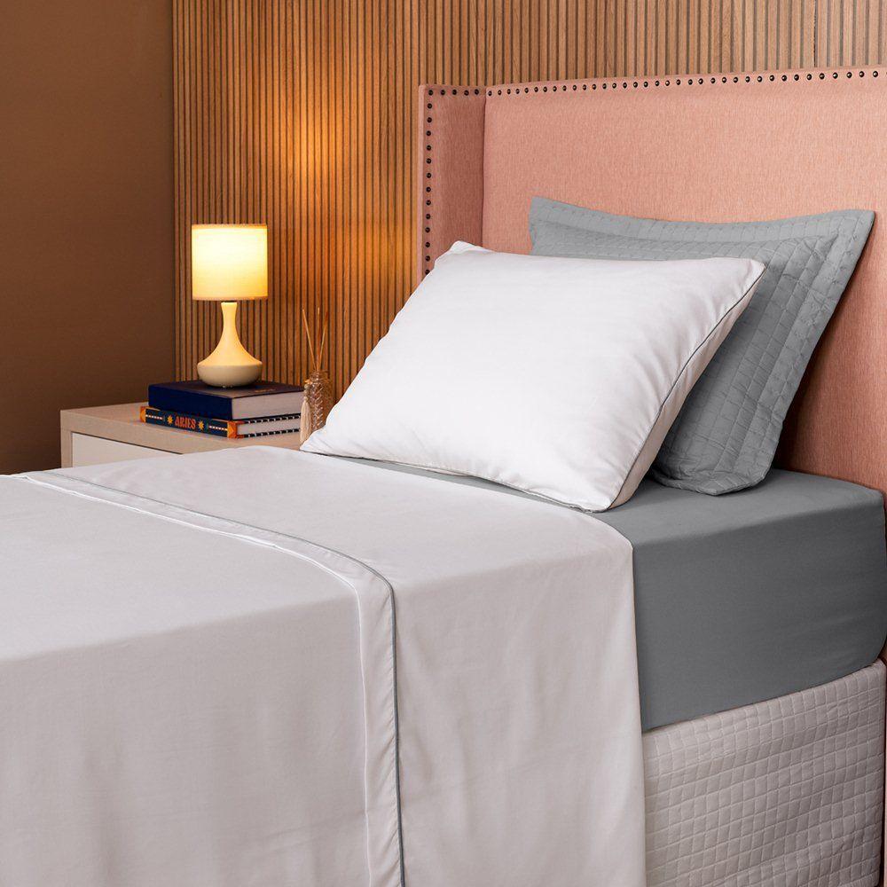 Jogo De Lençol Solteiro Linea Micropercal 200 Fios 3 Peças - Cinza - 2