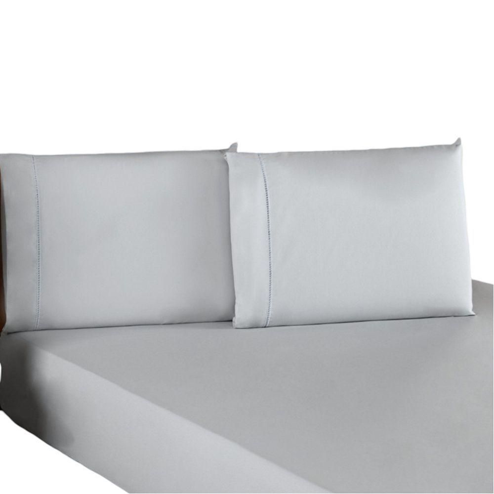 Jogo De Lençol King Percal 200 Fios 100% Algodão 3 Peças - Cinza - 1